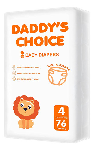 Pañales De Bebé Tamaño 4 (22-37 Lbs) 76ct, Daddy's Choice Sú