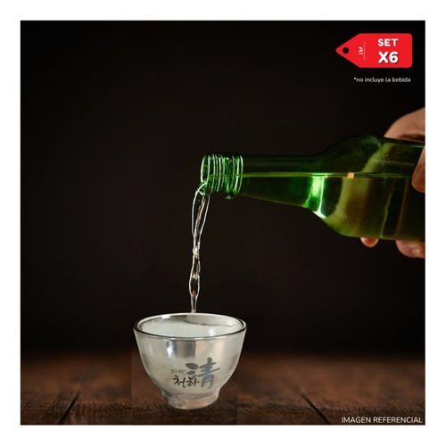 Set X 6 Vasos De Vidrio Para Soju Sake