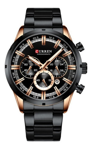 Reloj Curren 8355 negro funcional original de acero inoxidable