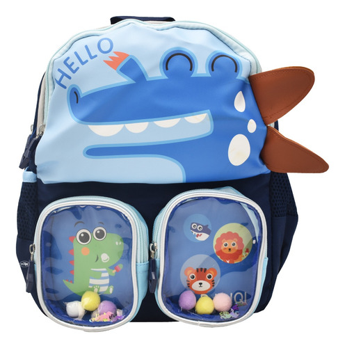 Mochila Hello Dragoncitos Mini Backpack Lisa Bordada Azul Ll23kbm015 Lluvia