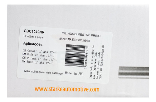 Cilindro Mestre De Freio Duplo Com Abs Onix 1.4 8v Starke