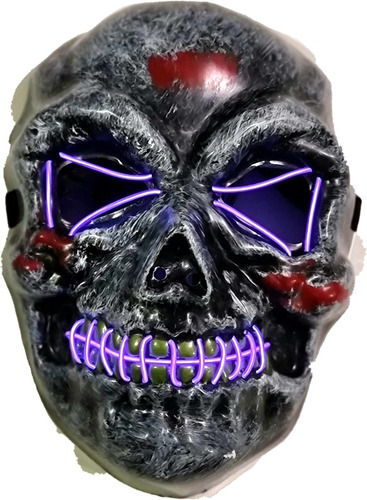 Máscara Led Halloween Skeletor Ceniza Colores Rave C/pilas