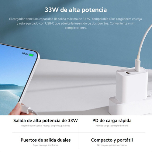 Xiaomi Cargador Rápido 33w Dual: Usb + Usb-c * 100% Original