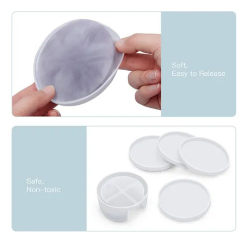 Moldes De Posavasos Resina De Silicona Fácil Liberación 5pcs