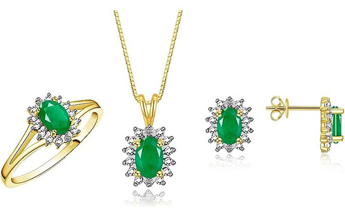 Simply Elegant Beautiful Juego Esmeralda Verde Y Diamantes A