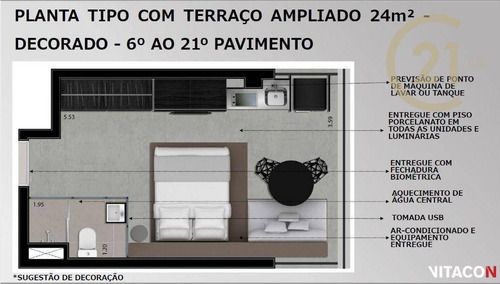 Imagem 5 de 25 de Apartamento Com 1 Dormitório Studio À Venda, 25 M² Por R$ 390.000 - Perdizes - São Paulo/sp - Ap24145