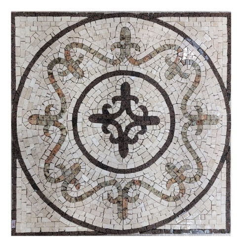 Piso Rosone Em Mosaico Com Pedras Lis Iii - 80 Cm