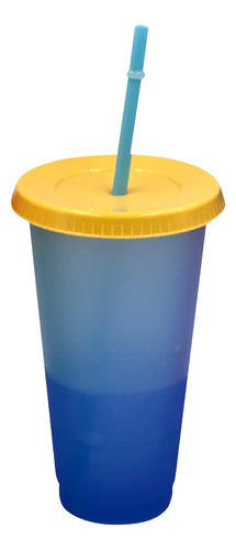 Vaso De Agua Fría Reutilizable Que Cambia De Color Con Tapa/