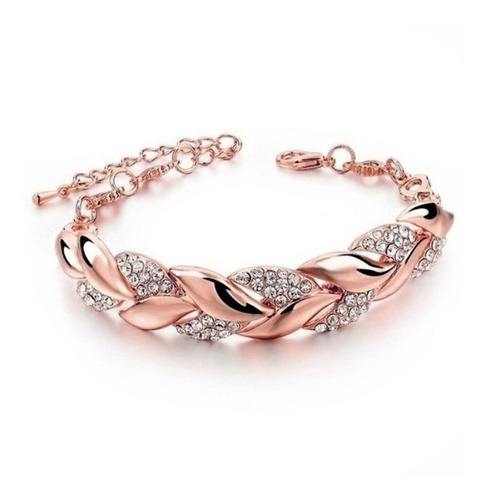 Pulsera Brazalete De Lujo Chapado En Oro + Circon Fina 