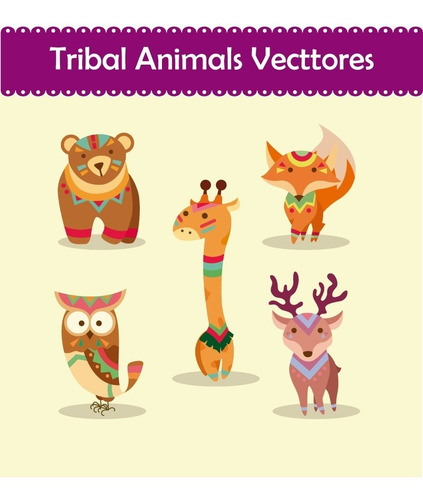 Kit Imágenes Vectorizadas Y Png Animales Tribales Bosque