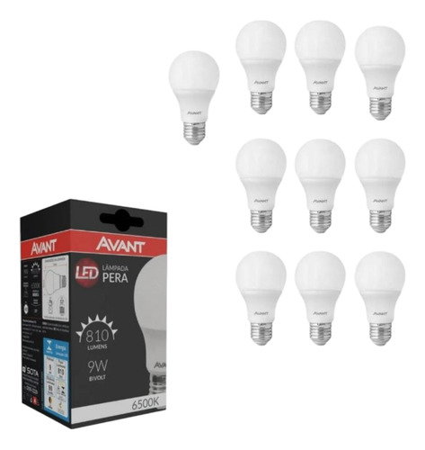 Kit 10 Lâmpada Led 9w Bulbo Soquete E27 A60 Bivolt