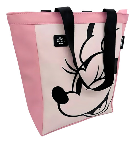 Bolsa Ombro Zonacriativa Bolsa Design Minnie Rosa Com Alça De Ombro Preta Alças De Cor Preto E Ferragens Níquel
