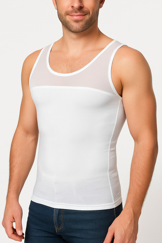 Camiseta Faja De Hombre Moldeadora Corrector De Postura Blanco Xl