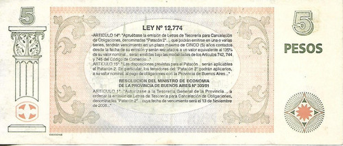 Ec# 216 Bono $ 5 Pesos Patacon Mb+ Palermo (Usado)