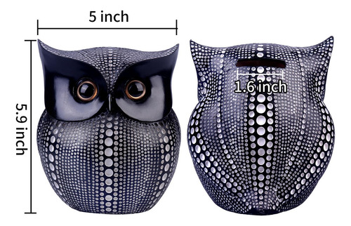 Hucha De Resina Figuras En Forma De Búho Artesanía Negro