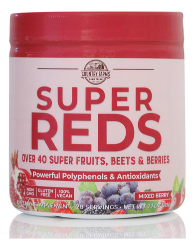 Country Farms Super Reds - Superalimento Energizante De Poli