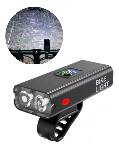 Luz Recargable Para Bicicleta 2 Led Gran Autonomía Usbc Negro
