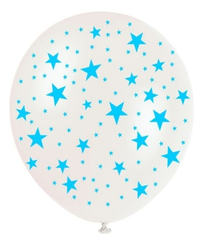 Pack X 10 Globos Cristal Transparentes Con Estrellas Celeste