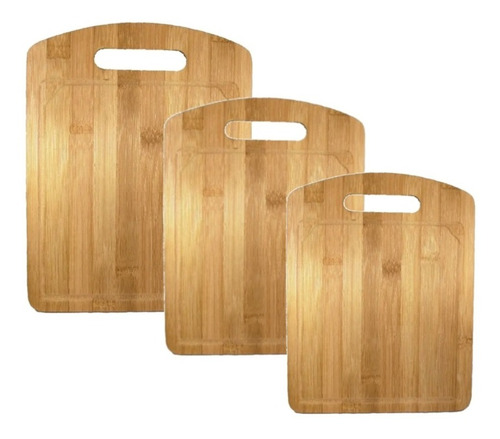 Set X 3 Tabla Bandeja Organizor Cortar En Madera Bambu