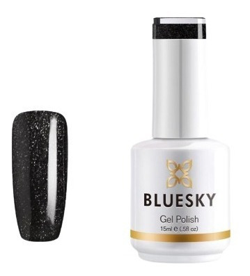 Esmalte Permanente Gel Bluesky-63932 Negro Glitter Semi Holo