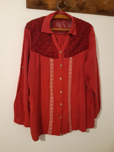 Camisa Blusa Camisola Rojo Ladrillo Xl 