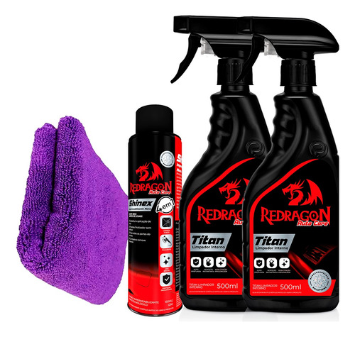 Kit Limpeza Automotiva Lavagem A Seco Profissional Redragon