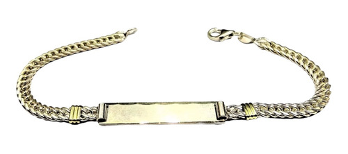 Pulsera Identidad Groumet 6mm. Maciza Plata 925 Y Oro