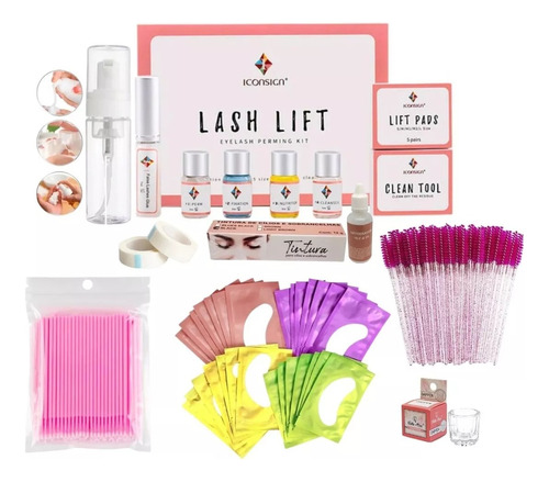 Kit Beleza Lash Lifting Tintura Espumador Escovinha Pads