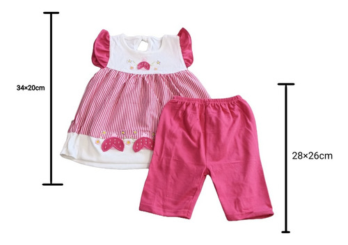 Conjunto Algodón Vestido Y Short Chinita / 0-3 Meses
