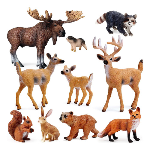 10 Piezas Figuras De Animales De Bosque, Figuras De Criatura