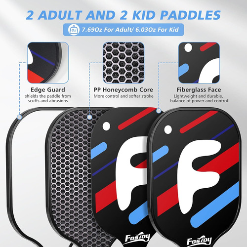 Fostoy Red Portátil De Pickleball Con Ruedas, Juego De Pickl