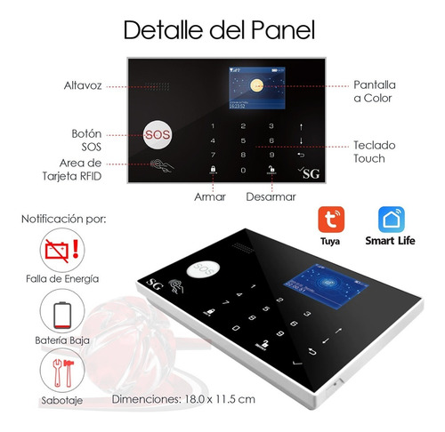 Imagen 9 de 10 de Alarma Touch Gsm App Inalambrica Alerta Celular Segiridad Casa Negocio Kit Sensores Vecinal Sistema