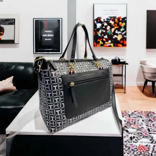 Bolsa tommy hilfiger negra con blanco hotsell