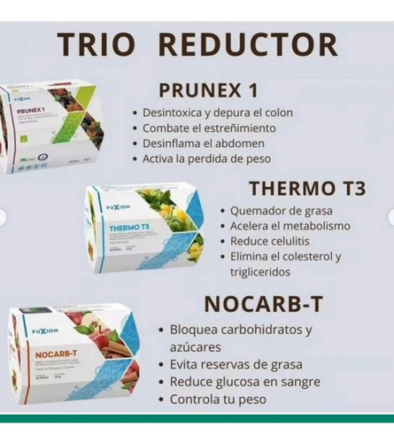 Trio Perdida De Peso, Prunex + Termo T3 + Nocarb T (3 Cajas) Ciruela Limón Manzana