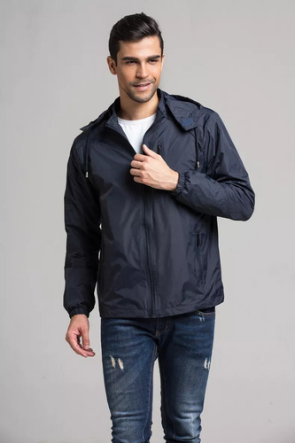 Imagen 2 de 3 de Chaqueta Cortavientos Deportiva Hombre Impermeable Basico