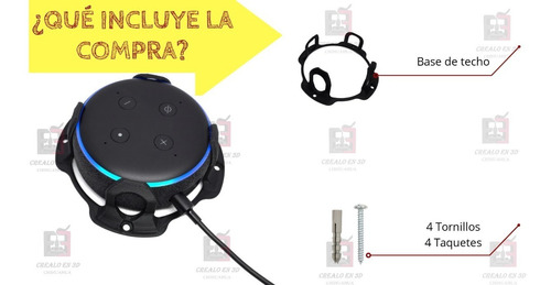 Imagen 7 de 7 de Alexa Echo Dot 3r Gen. Soporte Completo De Techo O Pared