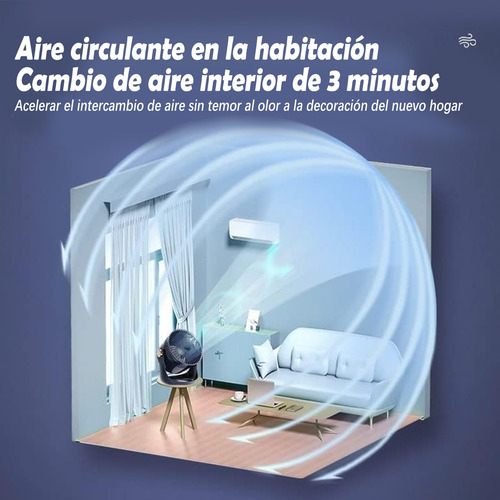 Ventilador De Escritorio Recargable Con Luz Nocturna Usb 16 Cm Azul