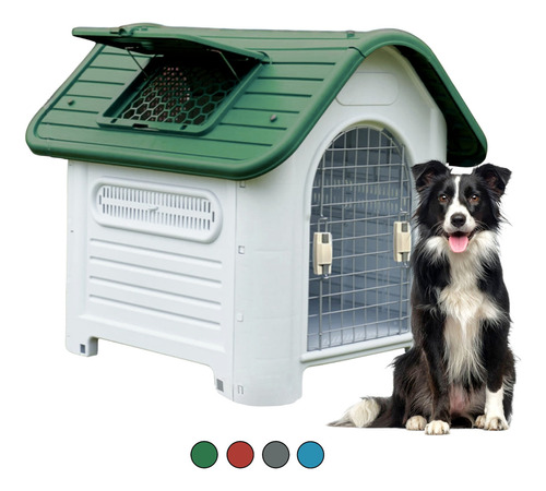 Casa Para Perro Grande Térmica De Plástico Con Puerta - 1 Mt Color Verde