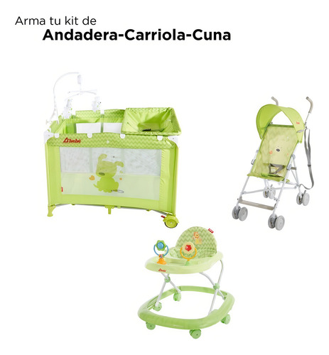 Carriola De Baston D Bebe Zoo Baby Ligera Color Verde Verde