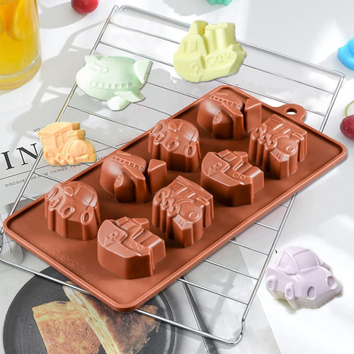 Molde Para Chocolate Gomitas Galletas Coche Barco Avión Color Marrón