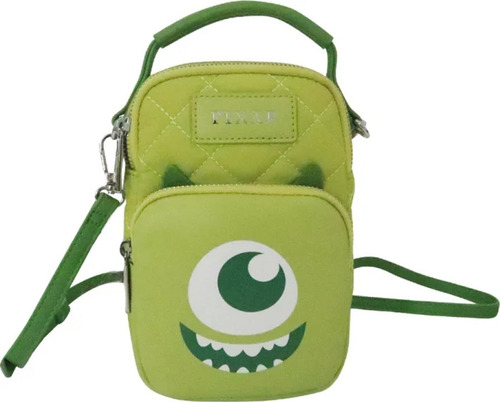 Bolsa Celular Monsters Inc Mike Wazowski Disney 1149045 Verde Limón Lisa Plateado Verde