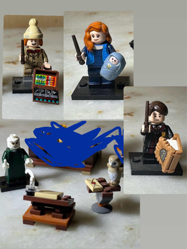 4 Minifiguras Harry Potter Buho Y Escritorio