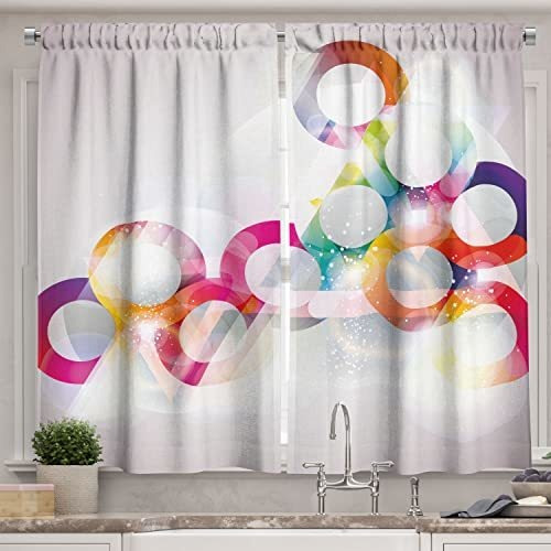 Cortinas De Cocina Abstracta Ambesonne, Burbujas De 2srzf