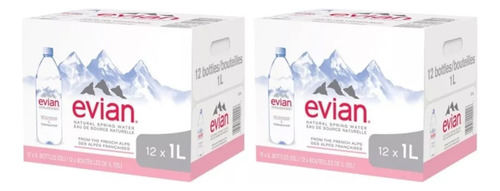 Agua Natural Evian 2 Cajas De 12 Pzs. De 1l. C/u.