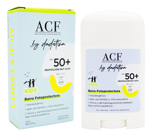 Acf By Dadatina Barra Fotoprotectora Kids Niños Fps 50 3c