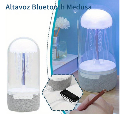 Pulpo Altavoz Bluetooth y Luz Nocturna Sonido Envolvente 3d Color Blanco