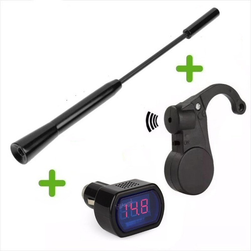 Kit De Accesorios Auto, Antena, Voltimetro Y Alarma De Sueño