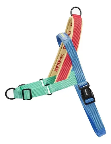Peitoral Antipuxão Zee.Dog Mellow Médio Verde Vermelho Amarelo Azul