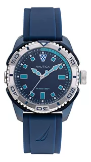 Reloj Nautica Naptds006 Para Hombre Malla Azul Bisel Plateado Fondo Azul