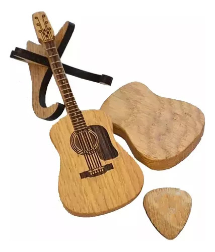 Picker De Guitarra De Madera + PĂșa De Guitarra